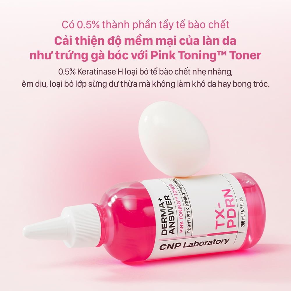  DEAL 54: MỚI RA MẮT - NƯỚC CÂN BẰNG TẨY DA CHẾT DỊU NHẸ DƯỠNG SÁNG CNP DERMA ANSWER PINK TONING TONER 200ML 