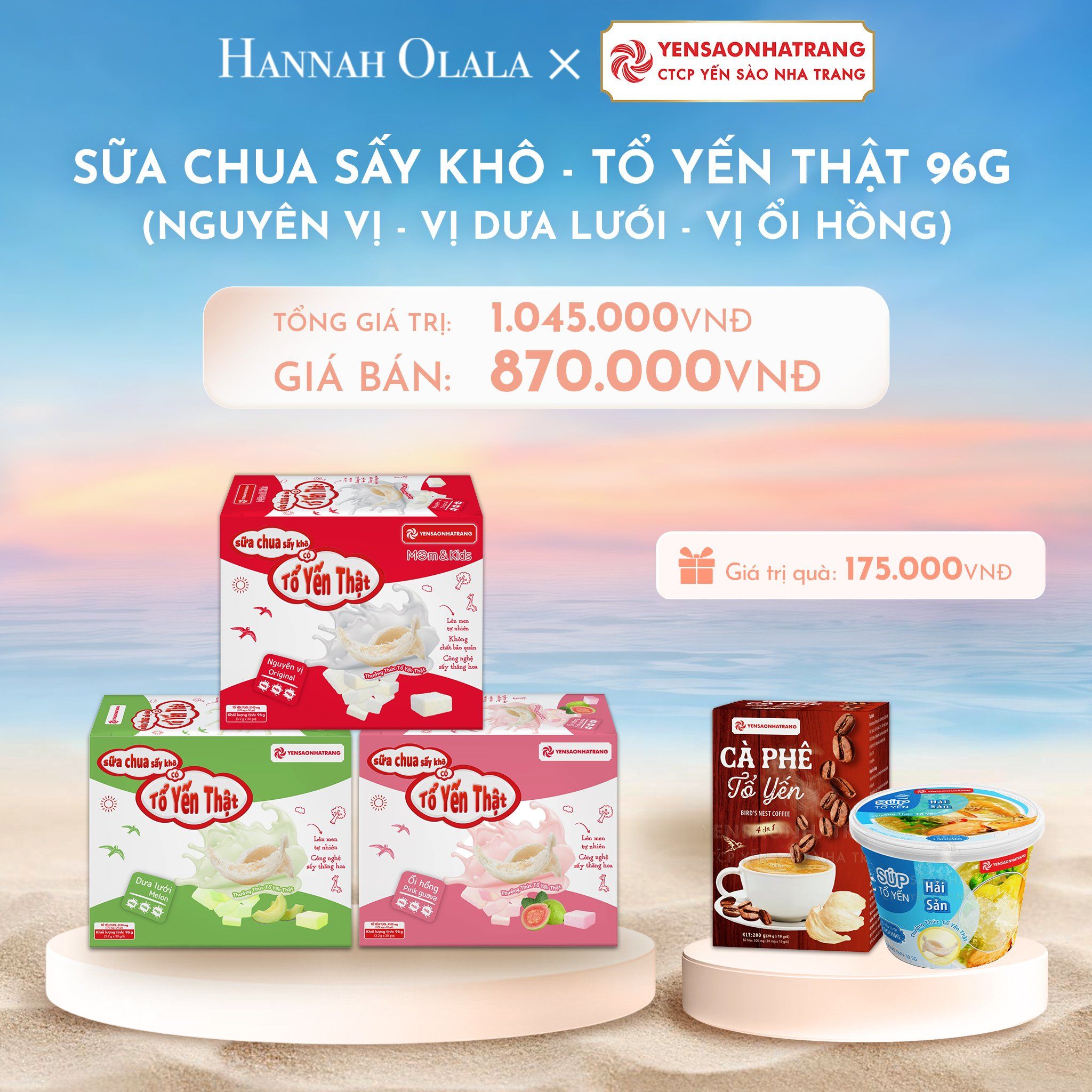 C1082_DEAL 03: SCK - TỔ YẾN THẬT NGUYÊN VỊ 96G
SCK - TỔ YẾN THẬT VỊ DƯA LƯỚI 96G
SCK - TỔ YẾN THẬT VỊ ỔI HỒNG 96G 