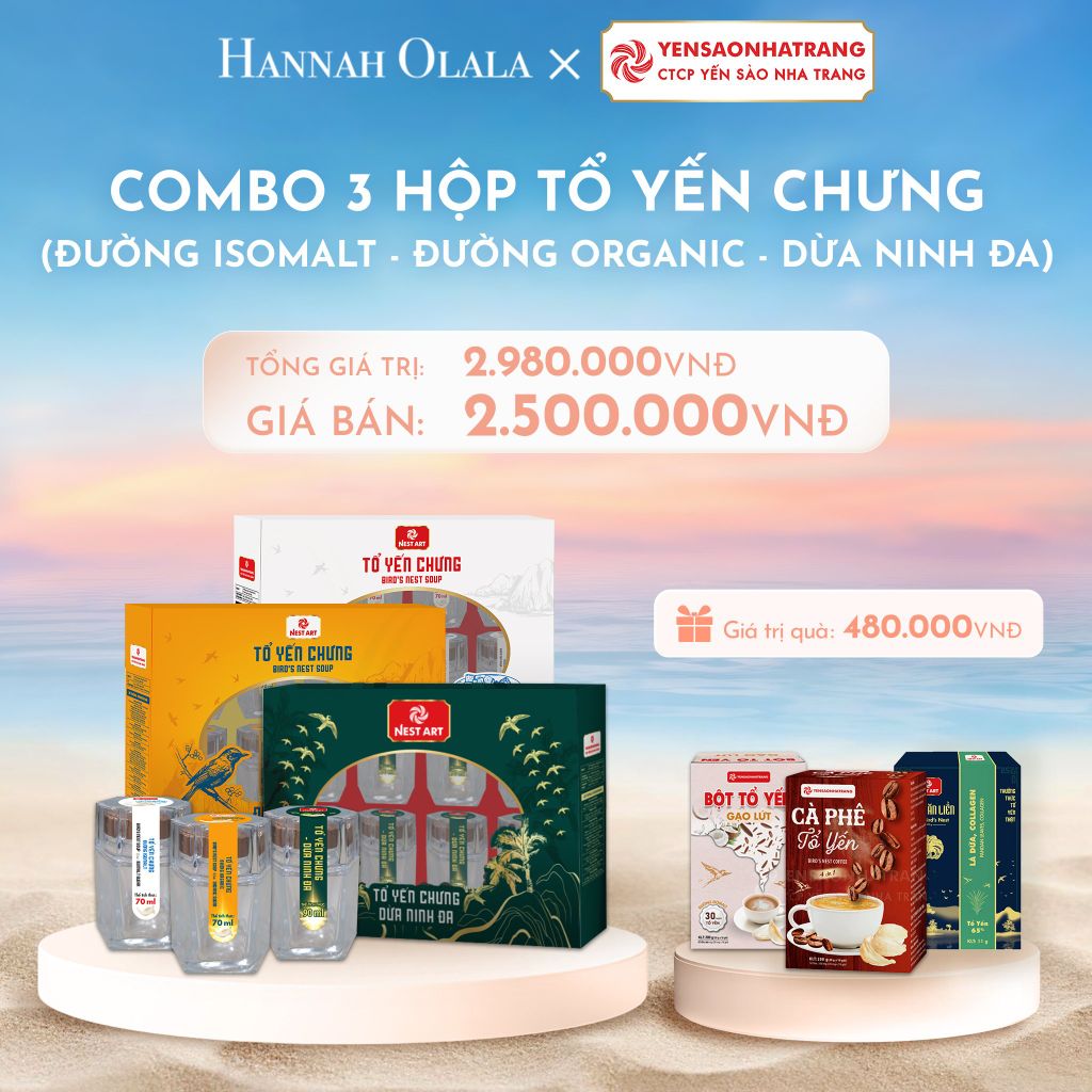  C1084_DEAL 05: COMBO 03 HỘP TỔ YẾN CHƯNG (ĐƯỜNG ISOMALT- ĐƯỜNG ORGANIC- DỪA NINH ĐA) 