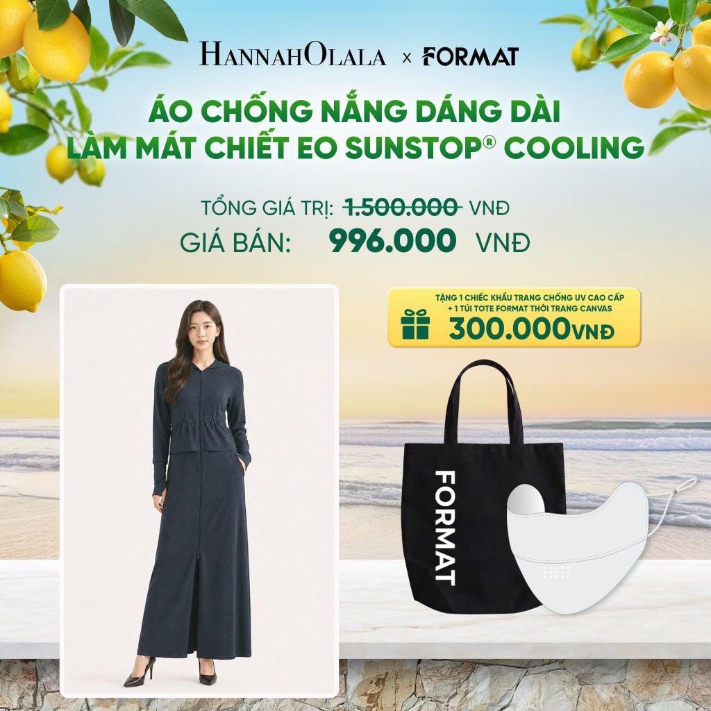 ÁO CHỐNG NẮNG DÁNG DÀI FORMAT LÀM MÁT CHIẾT EO THỜI TRANG FULL CHỨC NĂNG CHỐNG NẮNG CHỐNG UV SUNSTOP COOLING - 10005940 - DEAL 4 - A121 
