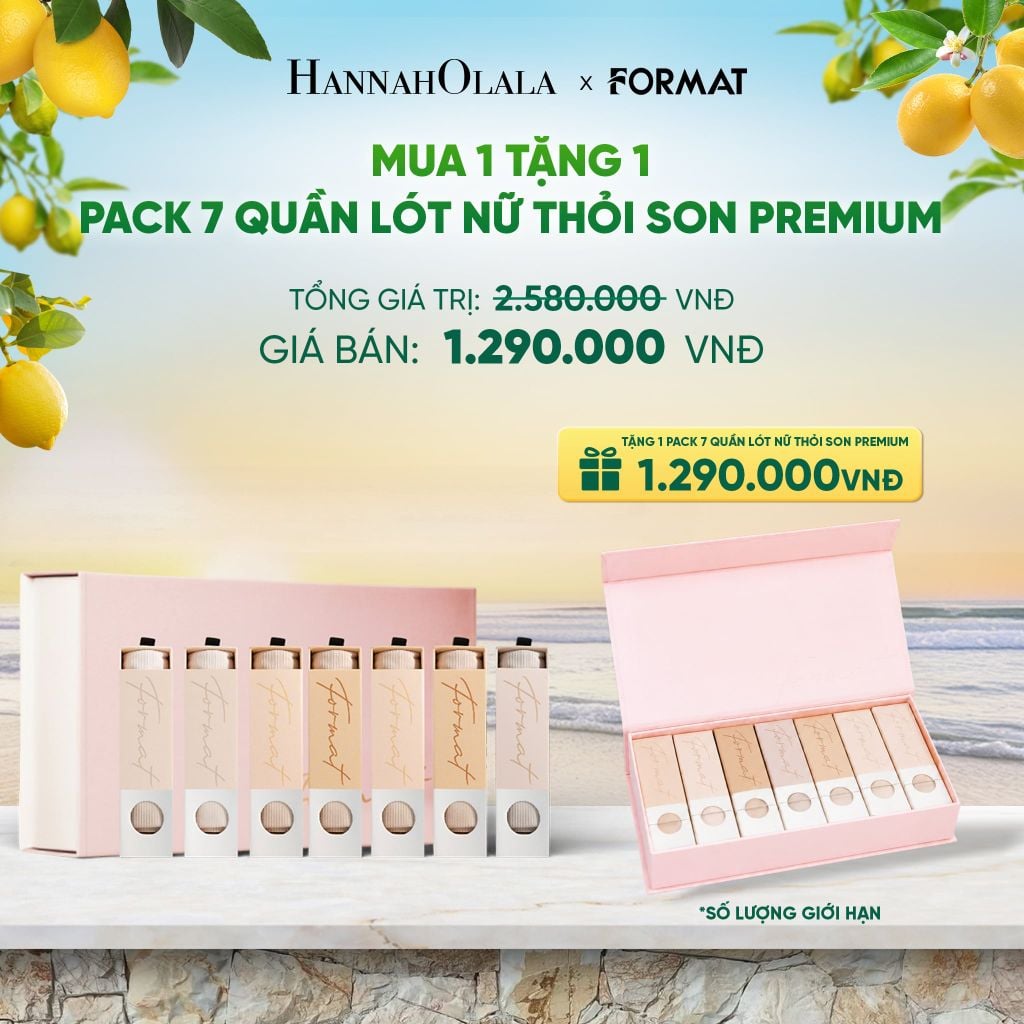  [FLASH DEAL] MUA 1 TẶNG 1 PACK 7 QUẦN LÓT NỮ THỎI SON FORMAT PREMIUM - MÀU BE - 10006524 -SỐ LƯỢNG GIỚI HẠN - A217 