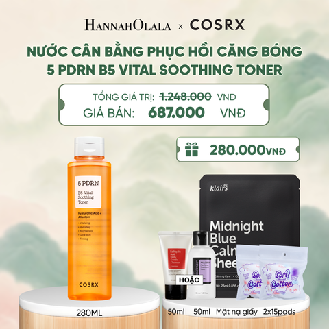  COSRX NƯỚC HOA HỒNG 5 PDRN B5 VITAL SOOTHING TONER 280ML - A283 