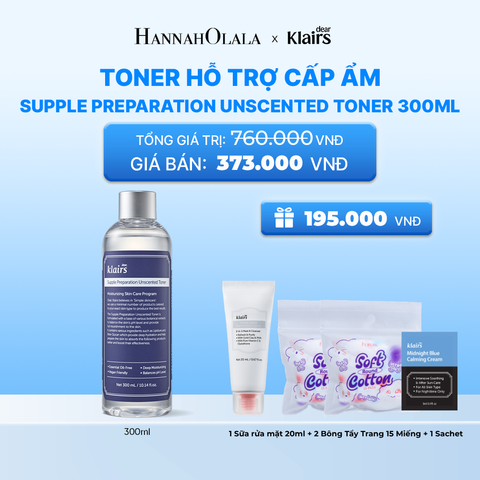  DEAR, KLAIRS NƯỚC HOA HỒNG SUPPLE PREPARATION UNSCENTED TONER 300ML 