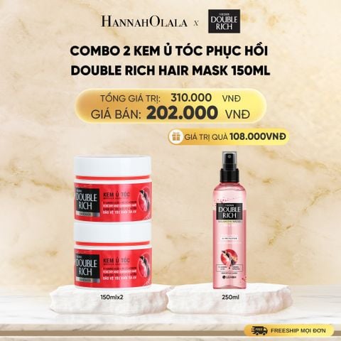  COMBO 2 KEM Ủ TÓC PHỤC HỒI/ KHỎE MƯỢT DOUBLE RICH HAIR MASK 150ML - DEAL 10 