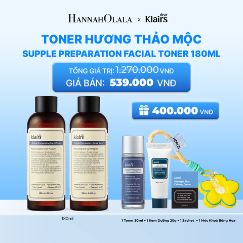  COMBO 2 DEAR, KLAIRS NƯỚC HOA HỒNG SUPPLE PREPARATION FACIAL TONER 180ML 