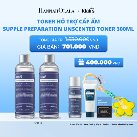  COMBO 2 DEAR, KLAIRS NƯỚC HOA HỒNG SUPPLE PREPARATION UNSCENTED TONER 300ML - C18 