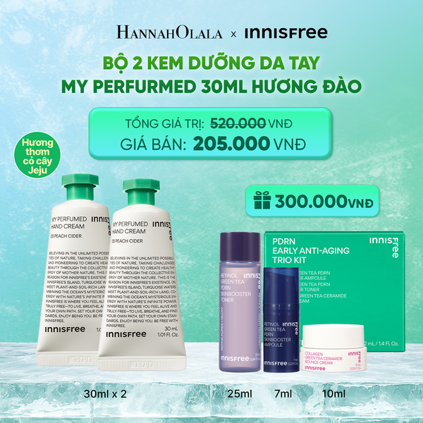  BỘ 2 KEM DƯỠNG DA TAY HƯƠNG NƯỚC HOA INNISFREE JEJU LIFE PERFUMED HAND CREAM 30ML - HƯƠNG ĐÀO 