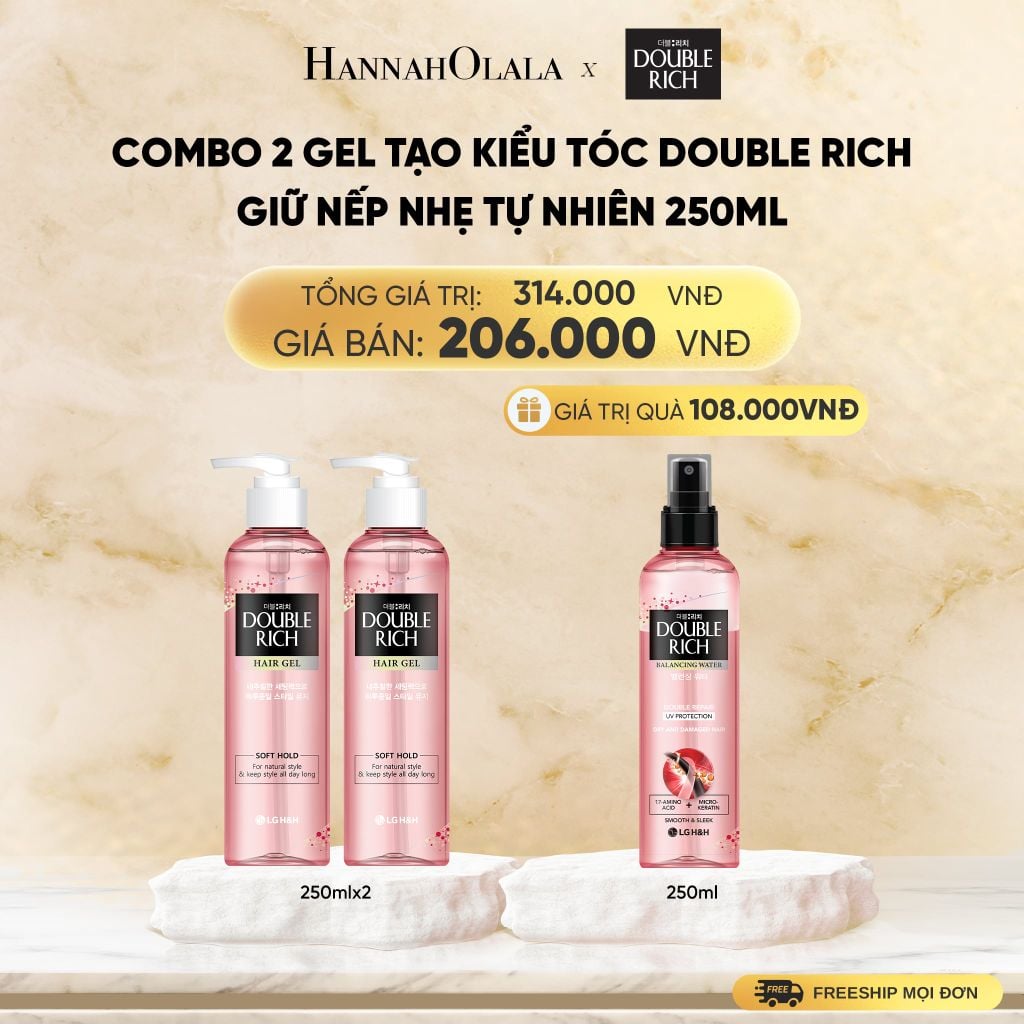  COMBO 2 GEL TẠO KIỂU TÓC DOUBLE RICH GIỮ NẾP NHẸ TỰ NHIÊN/ UỐN TÓC 250ML - DEAL 9 