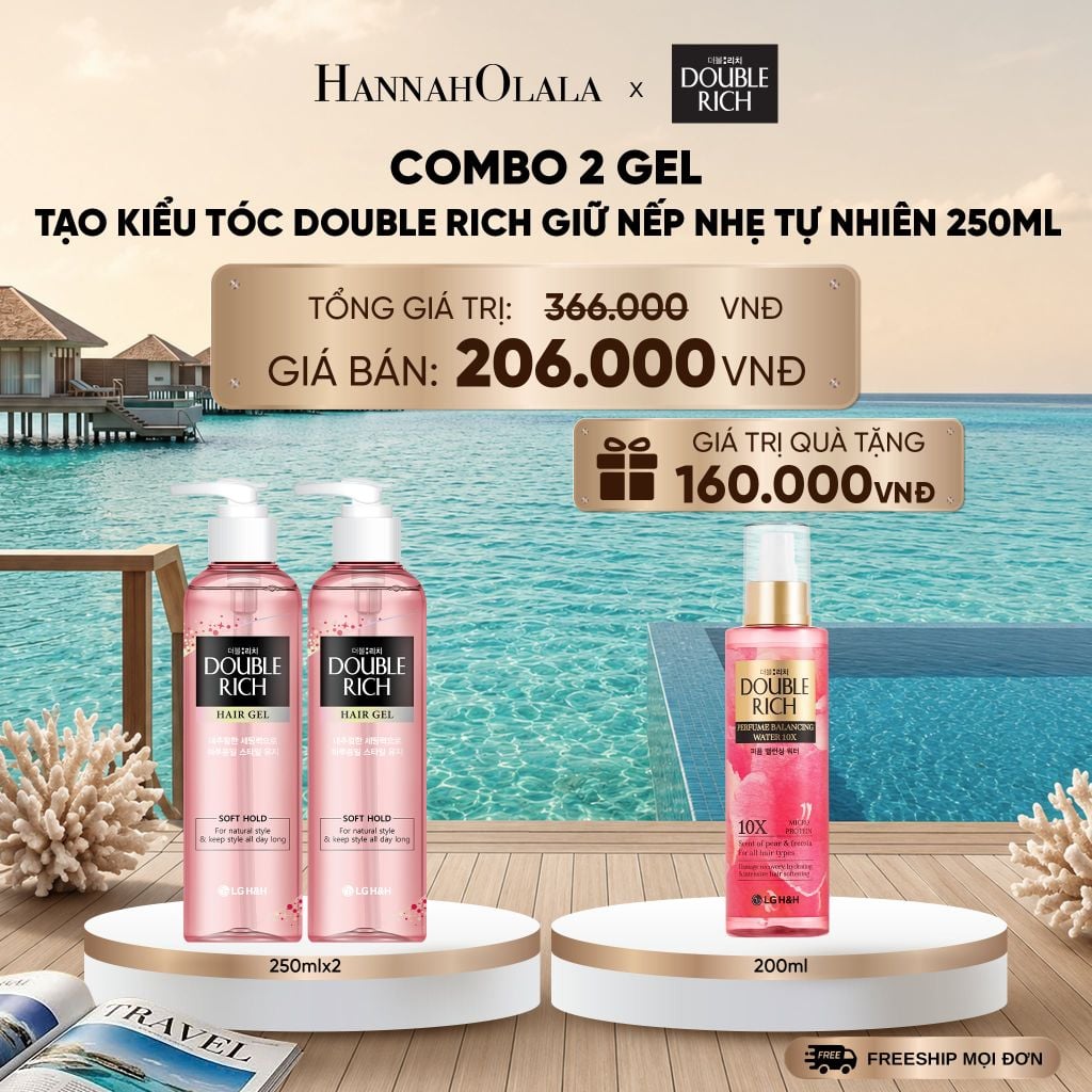  COMBO 2 GEL TẠO KIỂU TÓC DOUBLE RICH GIỮ NẾP NHẸ TỰ NHIÊN 250ML _ DEAL 7_ D1278 