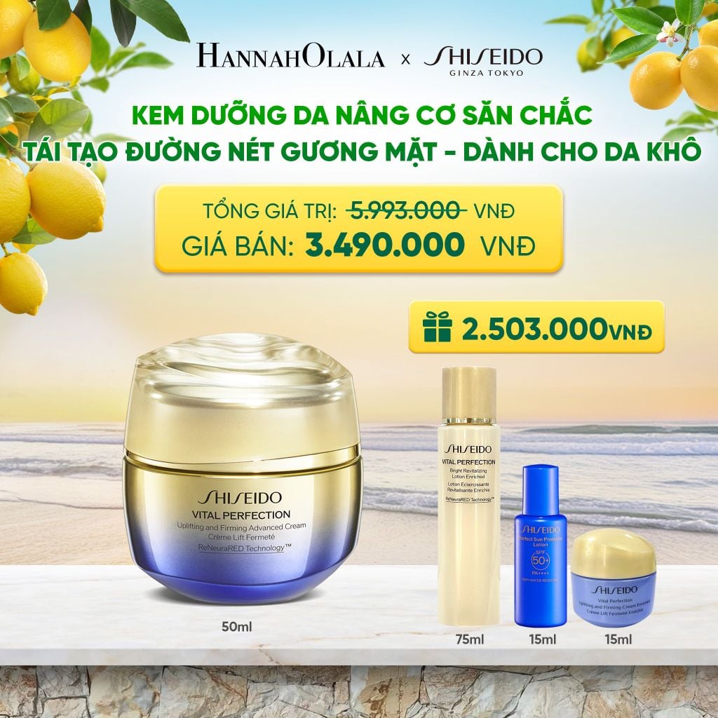  KEM DƯỠNG DA SHISEIDO VITAL PERFECTION UPLIFTING AND FIRMING ADVANCED CREAM SOFT 50ML - DEAL 11 