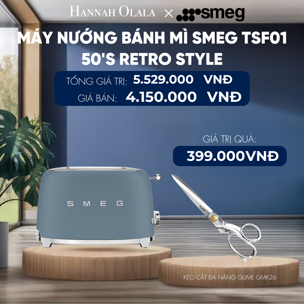  MÁY NƯỚNG BÁNH MÌ SMEG TSF01 50'S RETRO STYLE 
