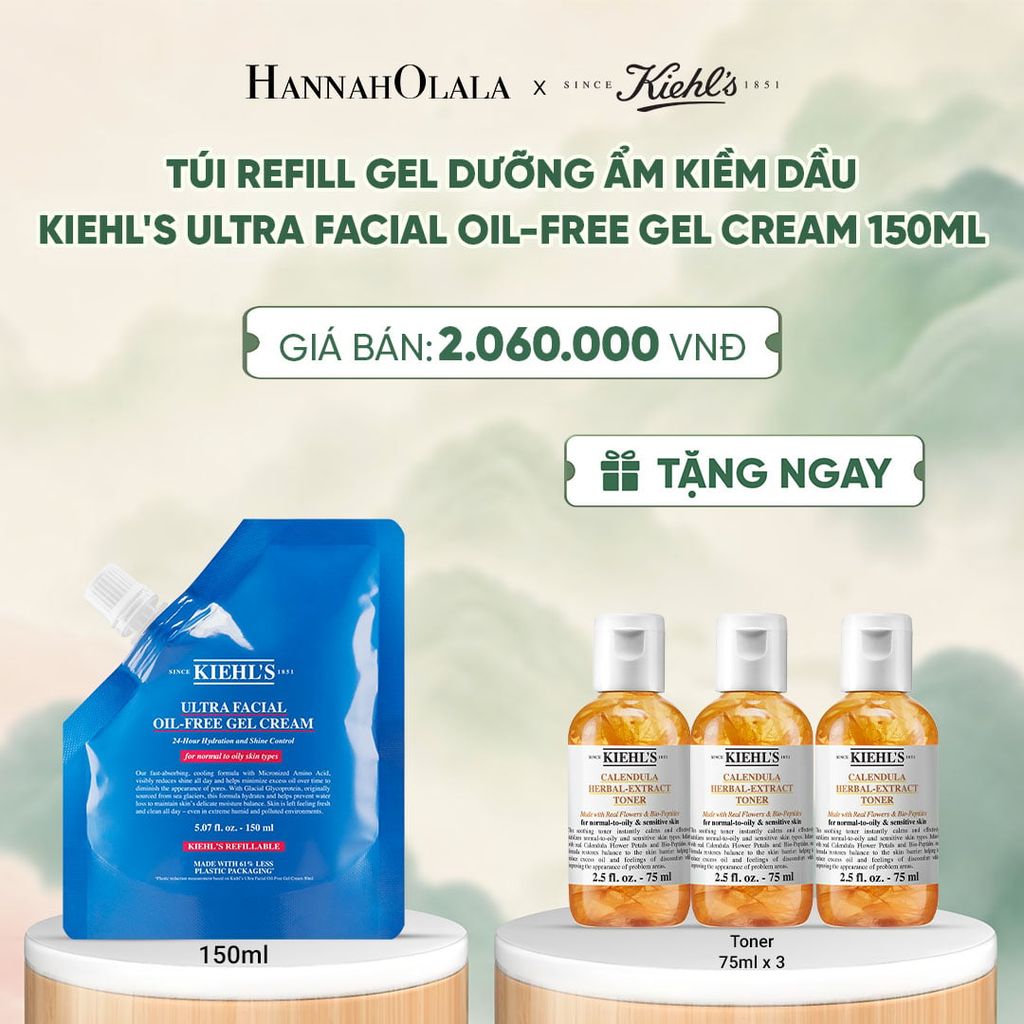  TÚI REFILL GEL DƯỠNG ẨM KIỀM DẦU 24H KIEHL'S ULTRA FACIAL OIL-FREE GEL CREAM 150ML - A135 