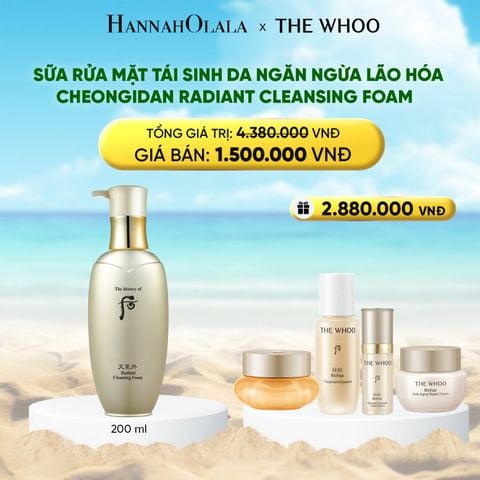  DEAL 20: SỮA RỬA MẶT TÁI SINH DA NGĂN NGỪA LÃO HÓA WHOO CHEONGIDAN RADIANT CLEANSING FOAM 200ML 