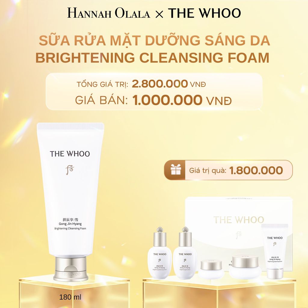  C676_DEAL 20: SỮA RỬA MẶT DƯỠNG TRẮNG THE WHOO GONGJINHYANG BRIGHTENING CLEANSING FOAM 180ML 