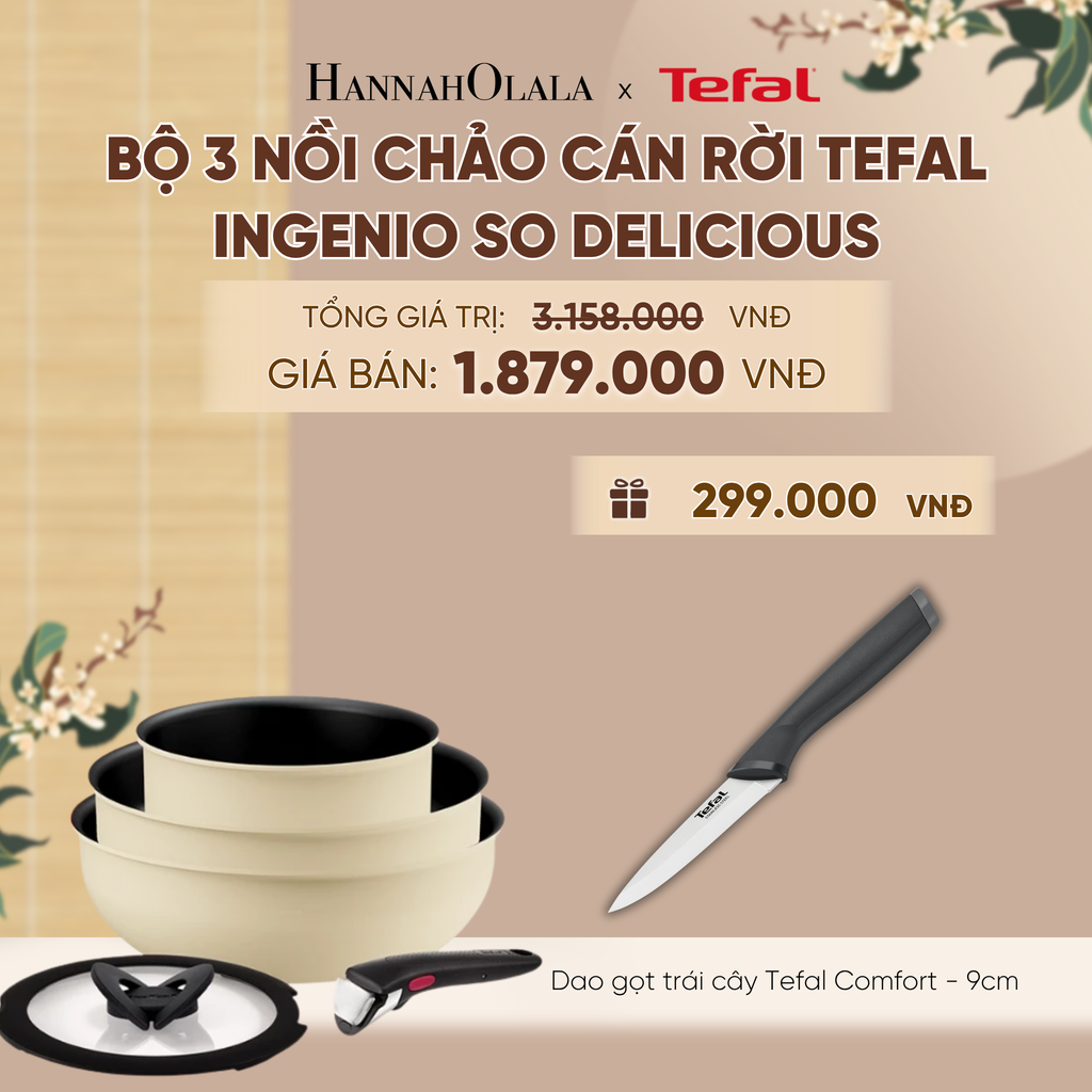  [MỚI] BỘ 3 NỒI CHẢO CÁN RỜI TEFAL INGENIO SO DELICIOUS, QUÁNH 16CM/ CHIÊN 24CM/ XÀO 26CM, NẮP 16CM - A625 