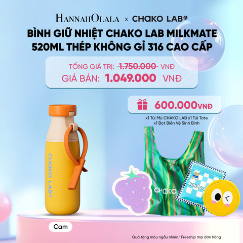  BÌNH GIỮ NHIỆT CHAKO LAB MILKMATE 520ML THÉP KHÔNG GỈ 316 CAO CẤP 