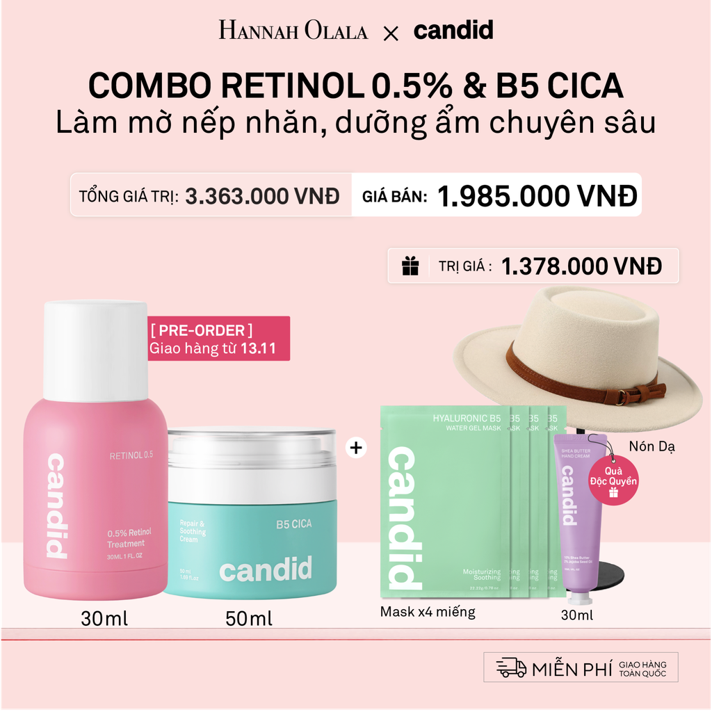  DEAL 20: [PRE-ORD] RETINOL 0.5 & B5 CICA BỘ ĐÔI CHỐNG LÃO HÓA VÀ DƯỠNG ẨM PHỤC HỒI CHUYÊN SÂU 