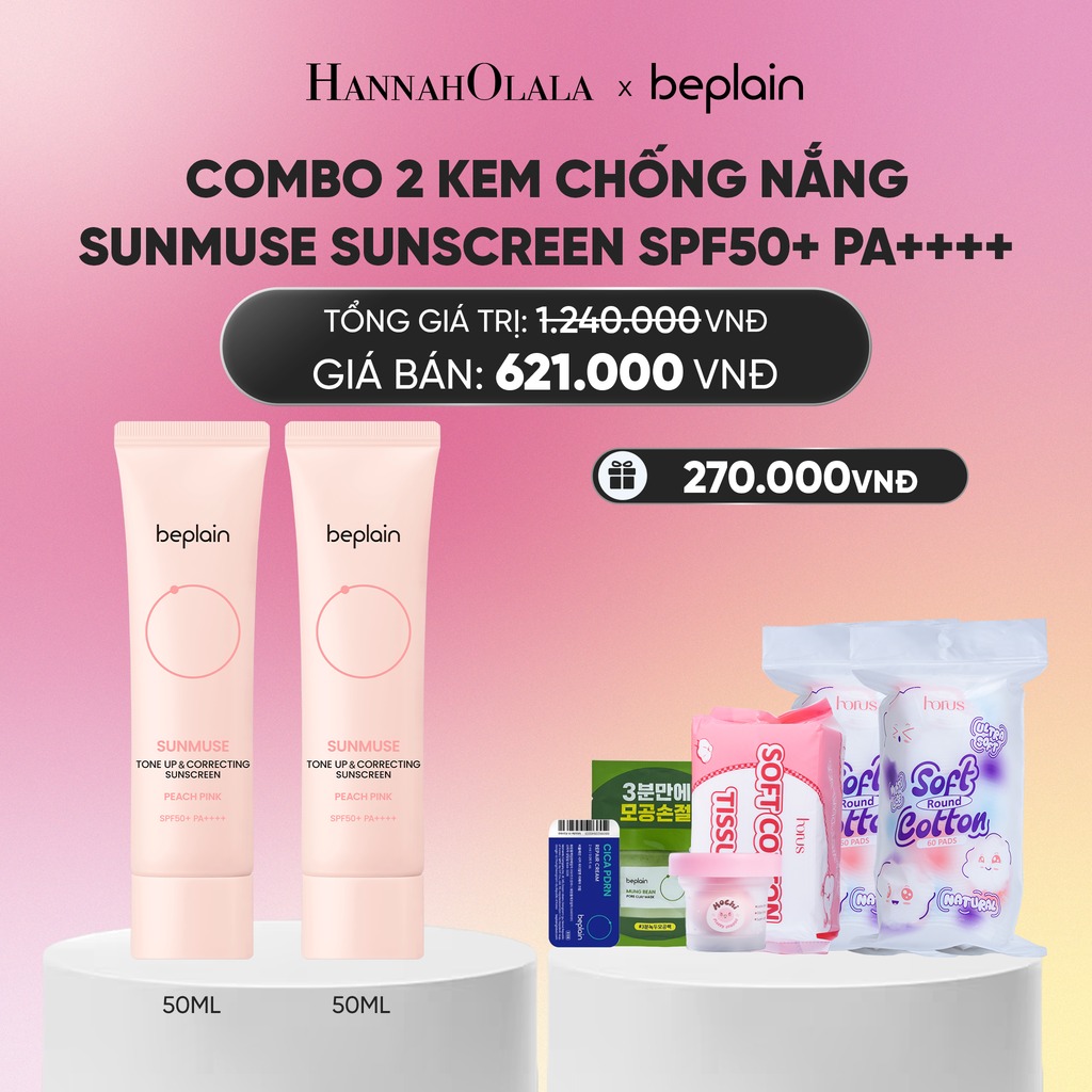  COMBO 2 KCN: BEPLAIN KEM CHỐNG NẮNG SUNMUSE SUNSCREEN 50ML BẤT KỲ_A2157 