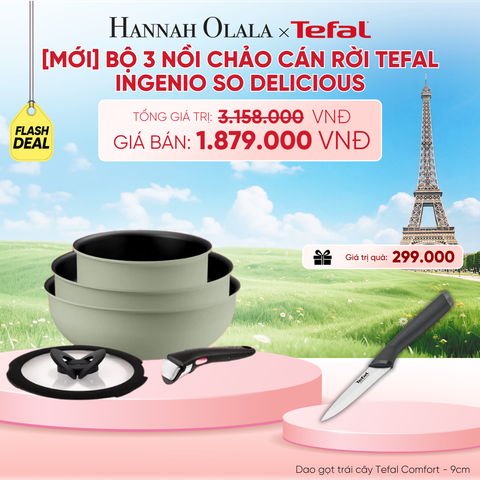  [MỚI] BỘ 3 NỒI CHẢO CÁN RỜI TEFAL INGENIO SO DELICIOUS, QUÁNH 16CM/ CHIÊN 24CM/ XÀO 26CM, NẮP 16CM - B254 