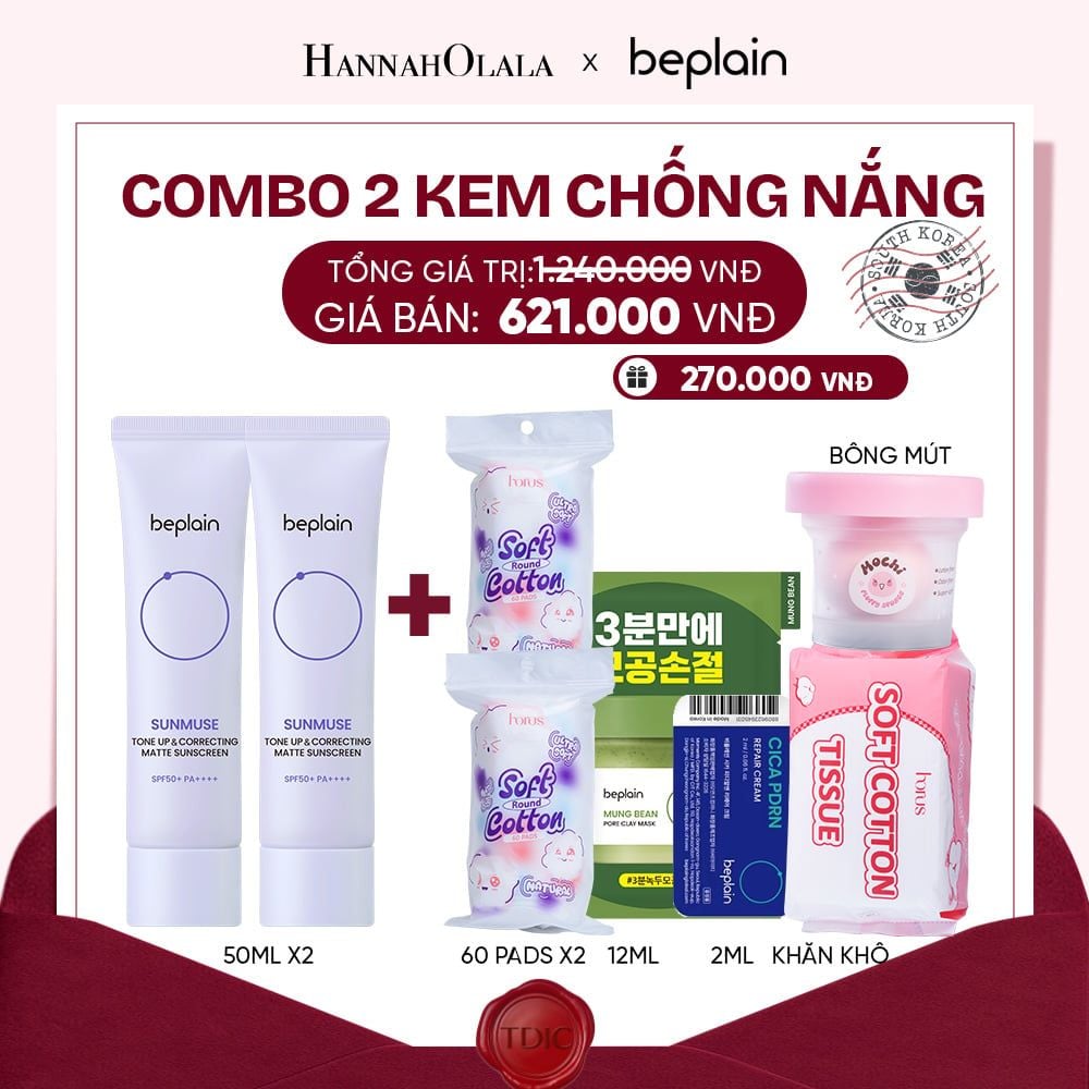  COMBO 2 KCN: BEPLAIN KEM CHỐNG NẮNG SUNMUSE SUNSCREEN 50ML BẤT KỲ_M29 