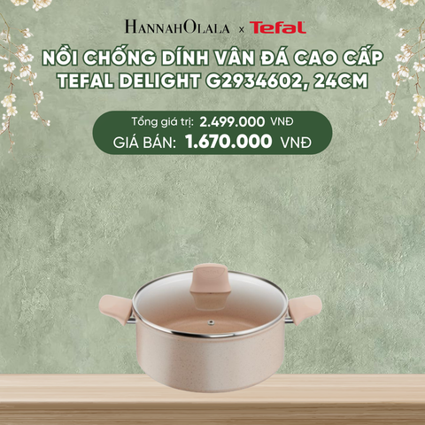  DEAL 8.1: NỒI CHỐNG DÍNH VÂN ĐÁ CAO CẤP TEFAL DELIGHT G2934602, 24CM 