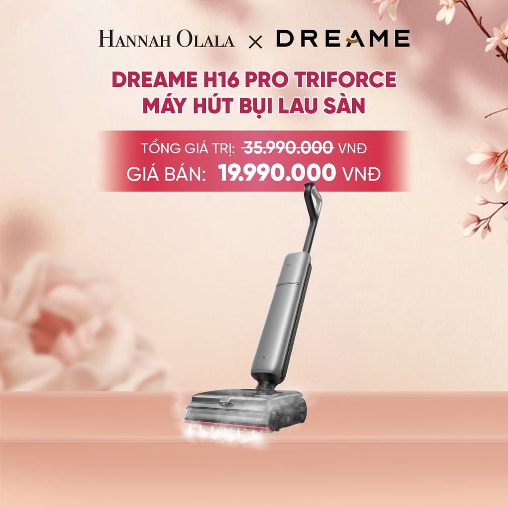  DREAME H16 PRO TRIFORCE MÁY HÚT BỤI LAU SÀN HƠI NƯỚC 200ºC - GIẶT NÓNG 90°C - LAU SÀN VỚI BỌT CHUYÊN SÂU - BH 24 THÁNG - A1460 