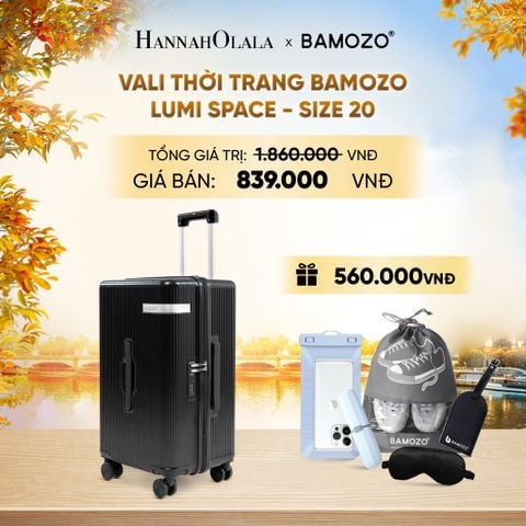  DEAL 1: VALI BAMOZO LUMISPACE CAO CẤP (TẶNG TAG VALI DA + TÚI ĐỰNG ĐIỆN THOẠI CHỐNG NƯỚC + TÚI ĐỰNG GIÀY + HỘP ĐỰNG BÀN CHẢI + BỊT MẮT) - E1917 