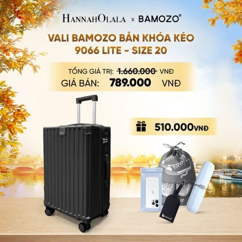  DEAL 12: VALI BAMOZO 9066 LITE CAO CẤP BẢN KHÓA KÉO ( (TẶNG TAG VALI DA + TÚI ĐỰNG ĐIỆN THOẠI CHỐNG NƯỚC + TÚI ĐỰNG GIÀY + HỘP ĐỰNG BÀN CHẢI) - E1954 