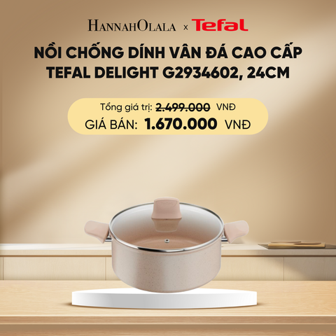  DEAL 8.1: NỒI CHỐNG DÍNH VÂN ĐÁ CAO CẤP TEFAL DELIGHT G2934602, 24CM 