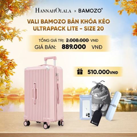  DEAL 11: VALI BAMOZO ULTRAPACK LITE CAO CẤP BẢN KHÓA KÉO ( (TẶNG TAG VALI DA + TÚI ĐỰNG ĐIỆN THOẠI CHỐNG NƯỚC + TÚI ĐỰNG GIÀY + HỘP ĐỰNG BÀN CHẢI) - E1942 