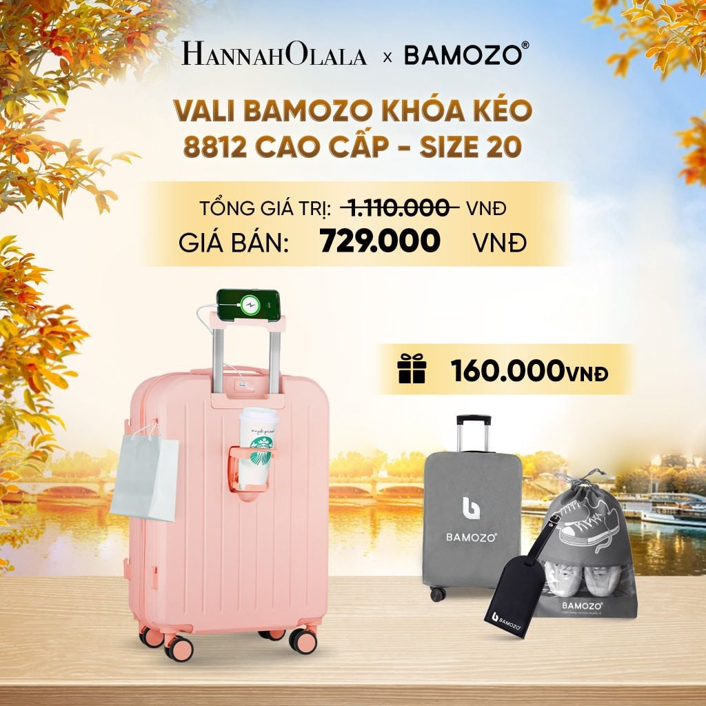  DEAL 13: VALI BAMOZO 8812 CAO CẤP (TẶNG BỌC VALI+ TÚI ĐỰNG GIÀY+TAG THẺ TÊN DA) - E1968 