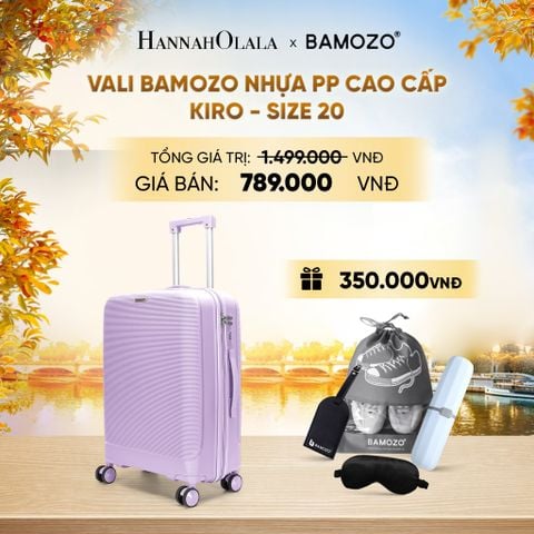  DEAL 7: VALI BAMOZO KIRO NHỰA PP CAO CẤP CHỐNG VỠ, CHỐNG RẠCH (TẶNG TAG DA + TÚI ĐỰNG GIÀY + HỘP ĐỰNG BÀN CHẢI + BỊT MẮT LỤA SATIN) - E1303 