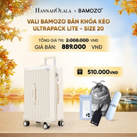  DEAL 11: VALI BAMOZO ULTRAPACK LITE CAO CẤP BẢN KHÓA KÉO ( (TẶNG TAG VALI DA + TÚI ĐỰNG ĐIỆN THOẠI CHỐNG NƯỚC + TÚI ĐỰNG GIÀY + HỘP ĐỰNG BÀN CHẢI) - E1942 