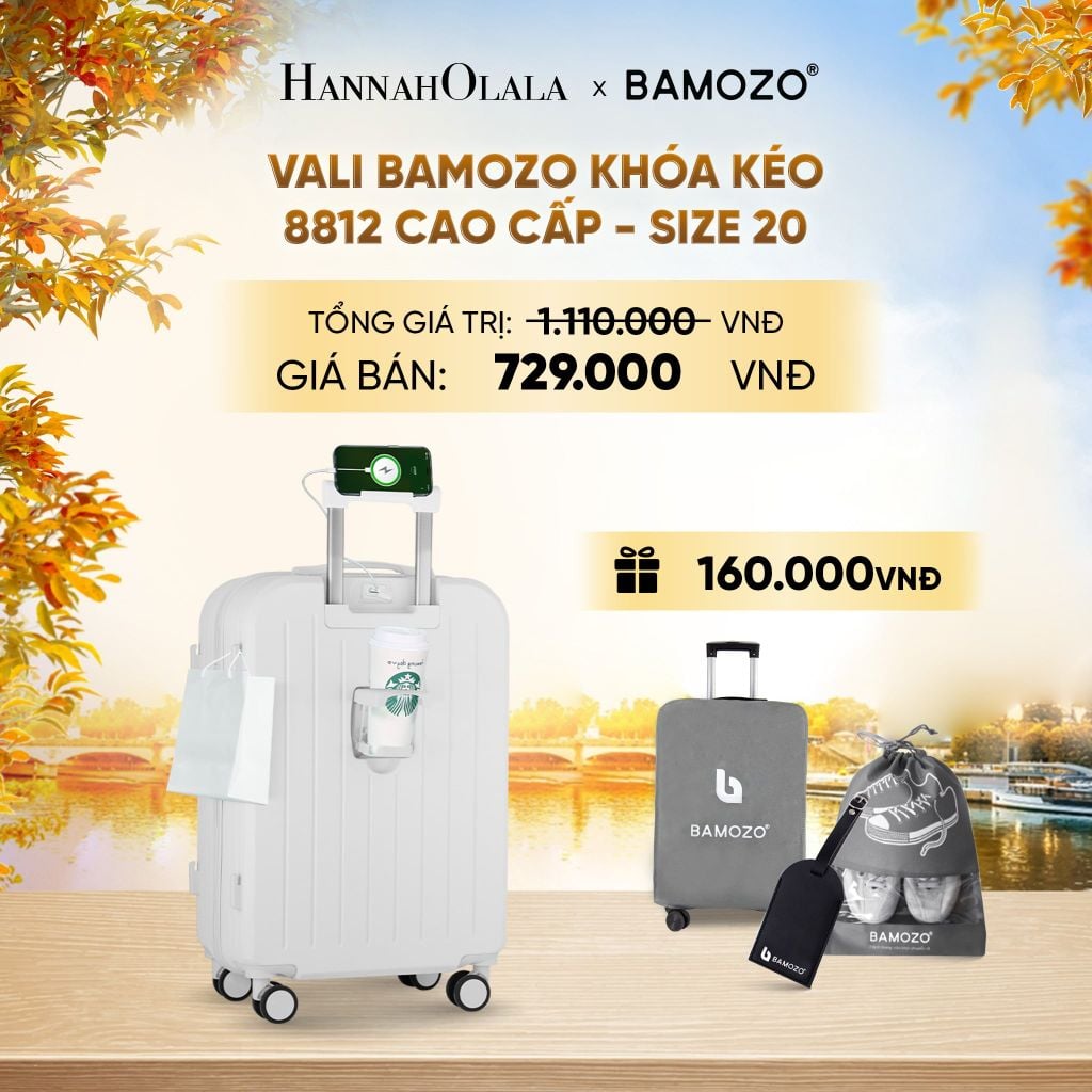  DEAL 13: VALI BAMOZO 8812 CAO CẤP (TẶNG BỌC VALI+ TÚI ĐỰNG GIÀY+TAG THẺ TÊN DA) - E1968 