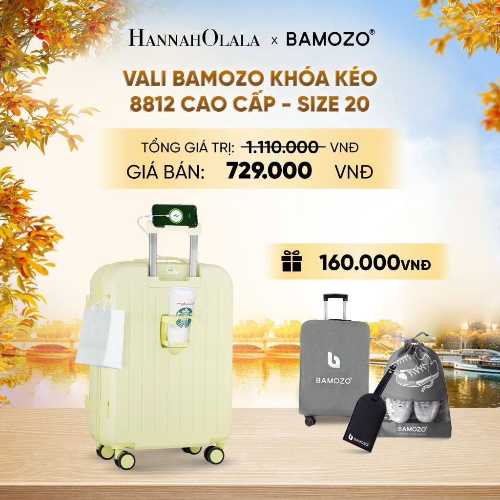 DEAL 13: VALI BAMOZO 8812 CAO CẤP (TẶNG BỌC VALI+ TÚI ĐỰNG GIÀY+TAG THẺ TÊN DA) - E1968 