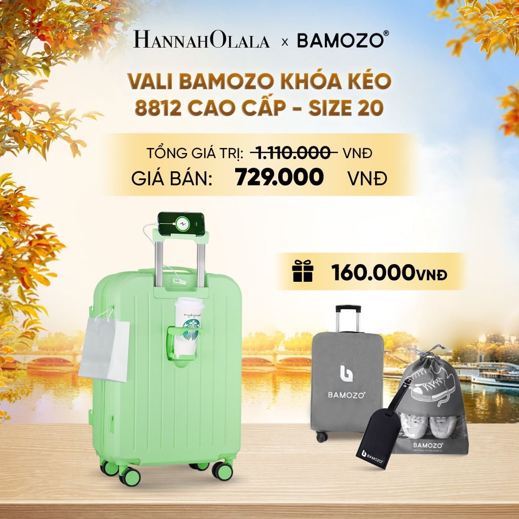  DEAL 13: VALI BAMOZO 8812 CAO CẤP (TẶNG BỌC VALI+ TÚI ĐỰNG GIÀY+TAG THẺ TÊN DA) - E1968 