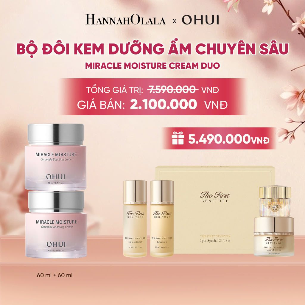  BỘ ĐÔI KEM DƯỠNG ẨM CHUYÊN SÂU OHUI MIRACLE MOISTURE CREAM DUO - A1925 