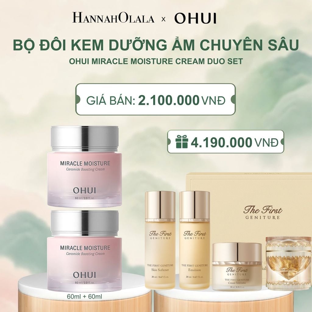  BỘ ĐÔI KEM DƯỠNG ẨM CHUYÊN SÂU OHUI MIRACLE MOISTURE CREAM DUO - A1021 