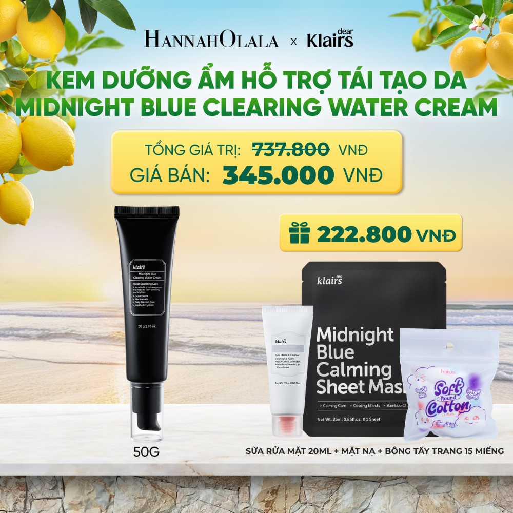  DEAR, KLAIRS KEM DƯỠNG DA MIDNIGHT BLUE CLEARING WATER CREAM 50G - A425 