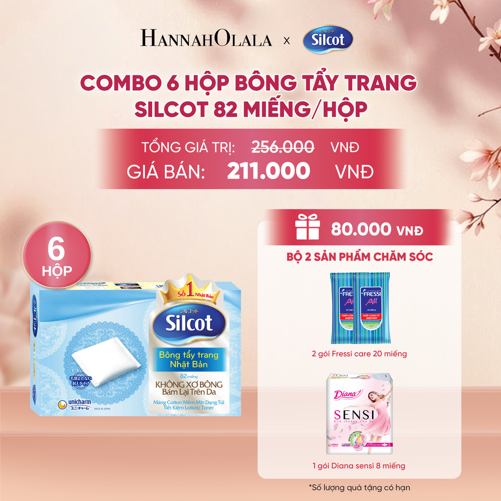  COMBO 6 HỘP BÔNG TRANG ĐIỂM (BÔNG TẨY TRANG) SILCOT 82 MIẾNG/HỘP - DEAL 3 - A276 