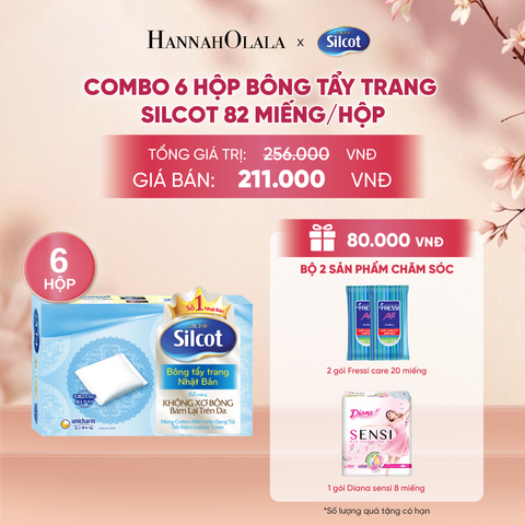  COMBO 6 HỘP BÔNG TRANG ĐIỂM (BÔNG TẨY TRANG) SILCOT 82 MIẾNG/HỘP - DEAL 3 - A276 