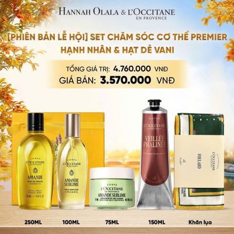  [PHIÊN BẢN LỄ HỘI] SET CHĂM SÓC CƠ THỂ PREMIER HẠNH NHÂN & HẠT DẺ VANI - E1220 