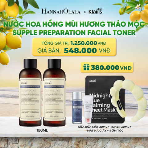  COMBO 2 DEAR, KLAIRS NƯỚC HOA HỒNG SUPPLE PREPARATION FACIAL TONER 180ML - A427 