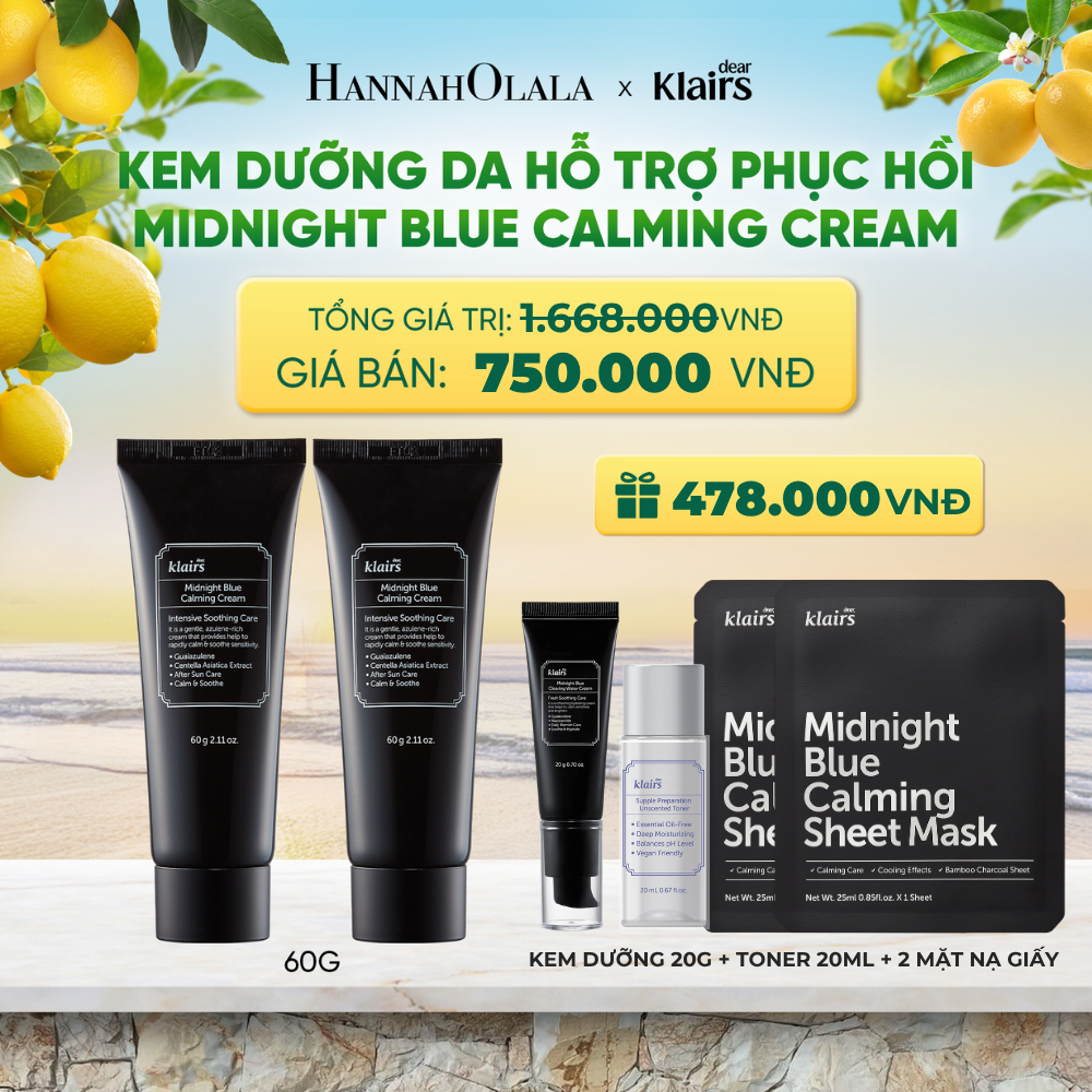  COMBO 2 DEAR, KLAIRS KEM DƯỠNG MIDNIGHT BLUE CALMING CREAM 60ML - A430 