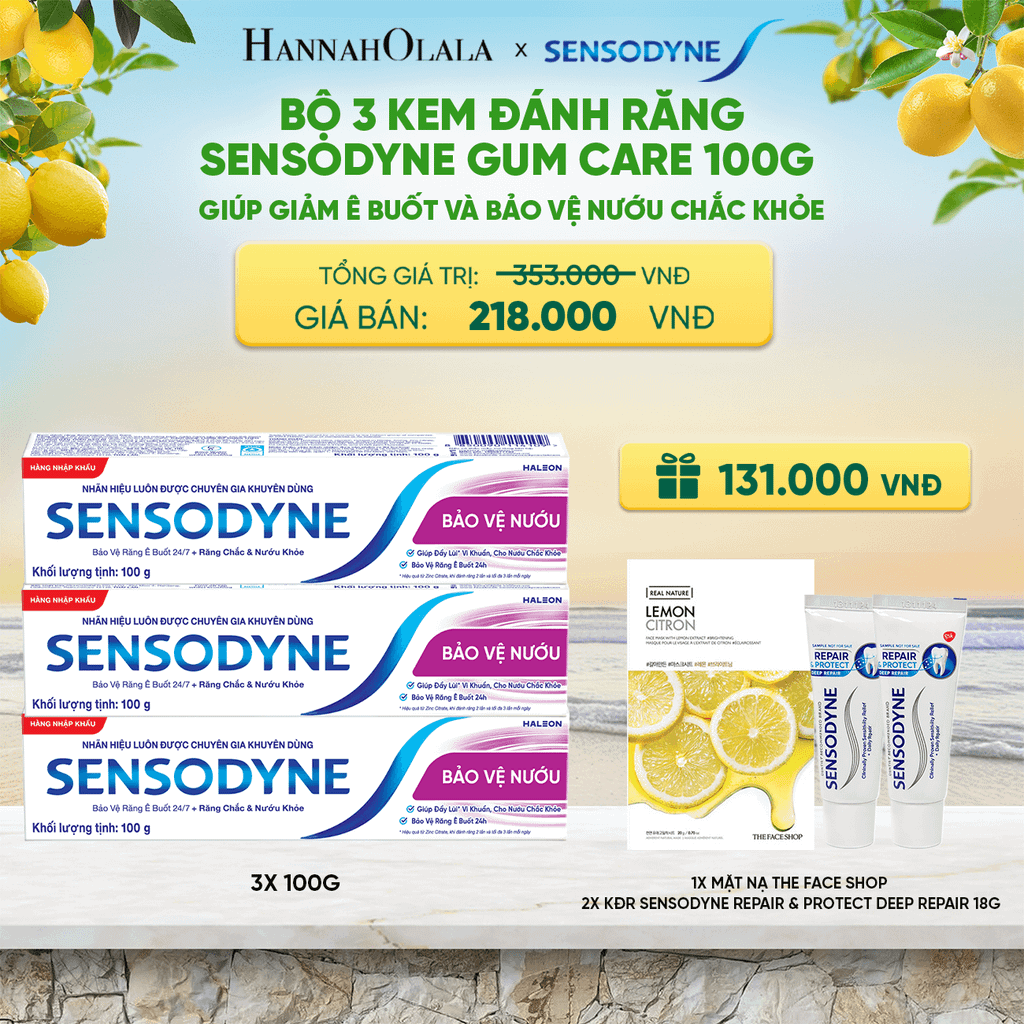  BỘ 3 KEM ĐÁNH RĂNG SENSODYNE GUM CARE 100G GIÚP GIẢM Ê BUỐT VÀ BẢO VỆ NƯỚU CHẮC KHỎE - A2078 