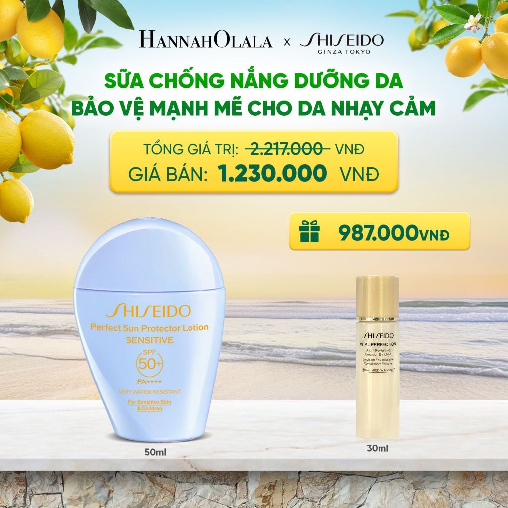  SỮA CHỐNG NẮNG CHO DA NHẠY CẢM SHISEIDO GSC PERFECT SUN PROTECTOR LOTION SENSITIVE SPF50+ 50ML - DEAL 6 