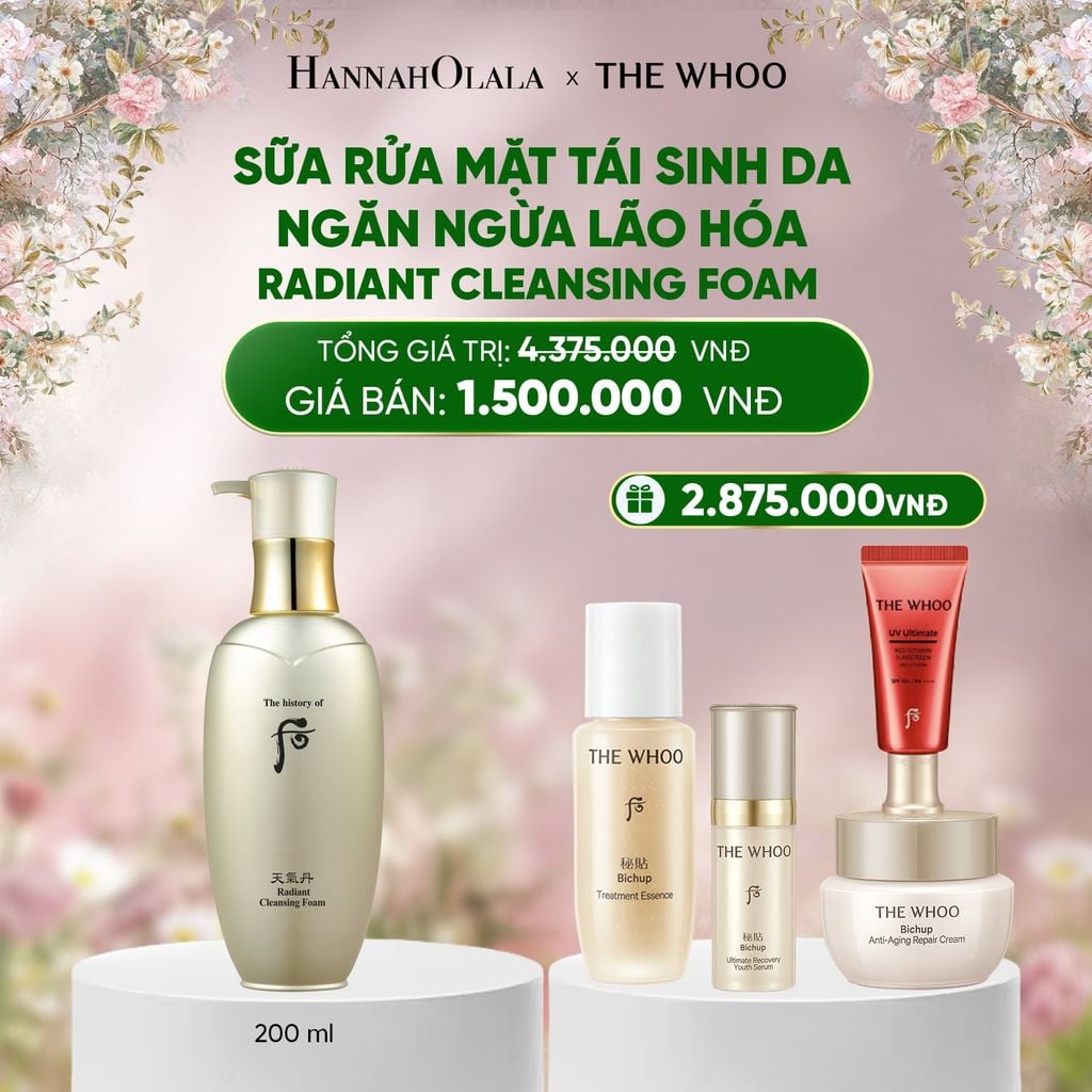  DEAL 22: SỮA RỬA MẶT TÁI SINH DA NGĂN NGỪA LÃO HÓA WHOO CHEONGIDAN RADIANT CLEANSING FOAM 200ML 