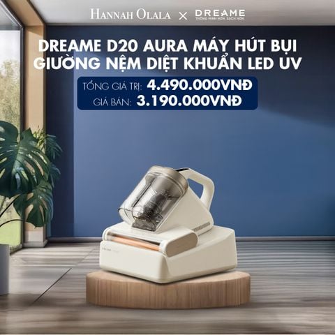  DREAME D20 AURA MÁY HÚT BỤI GIƯỜNG NỆM DIỆT KHUẨN LED UV - LỰC HÚT 16.000PA - SẤY KHÍ NÓNG 3D 70°C - BH 24 THÁNG 