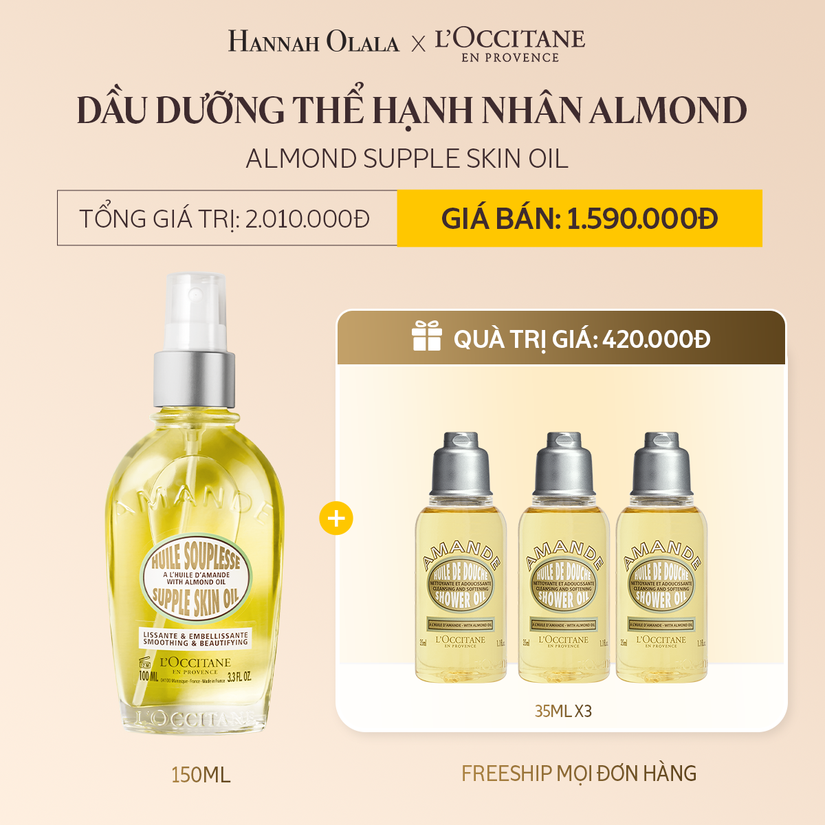  D26_DEAL 21: DẦU DƯỠNG THỂ HẠNH NHÂN ALMOND 100ML 
