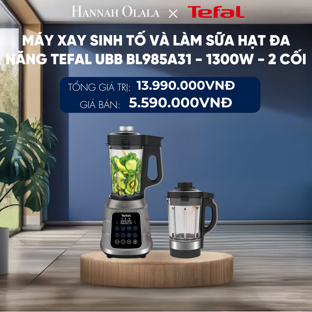  MÁY XAY SINH TỐ VÀ LÀM SỮA HẠT ĐA NĂNG TEFAL UBB BL985A31 - 1300W - 2 CỐI 